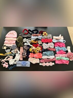 Lot of 49 Baby Girl Headbands/Bows &  4 Hats